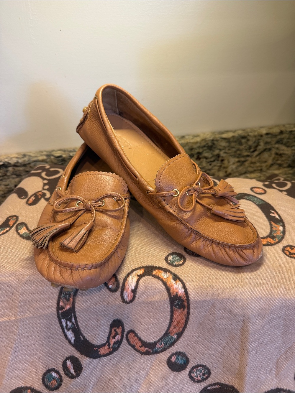 Coach Women's Tan Leather Tassel Loafers